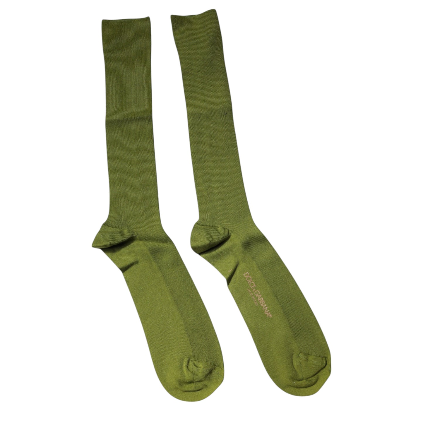 Dolce & Gabbana Green Cotton Logo Over The Calf Socks