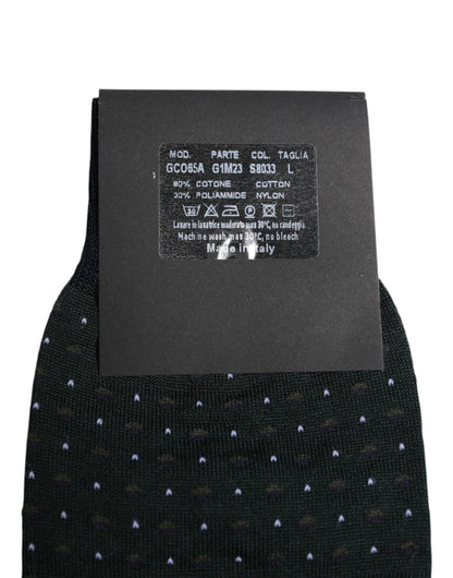 Dolce & Gabbana Black Polka Dots Cotton Mid Calf Socks