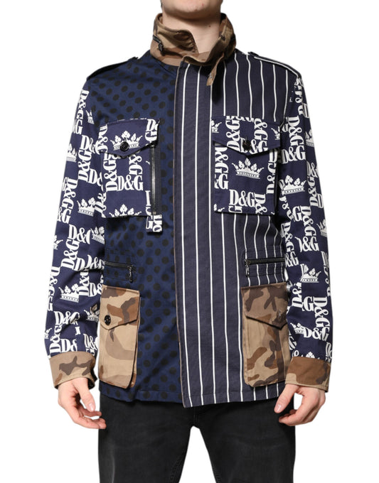 Dolce & Gabbana Multicolor Cotton Logo Patchwork Coat Jacket