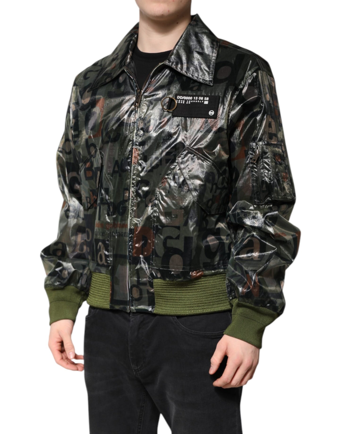 Dolce & Gabbana Green DG Logo Print Bomber Full Zip Jacket