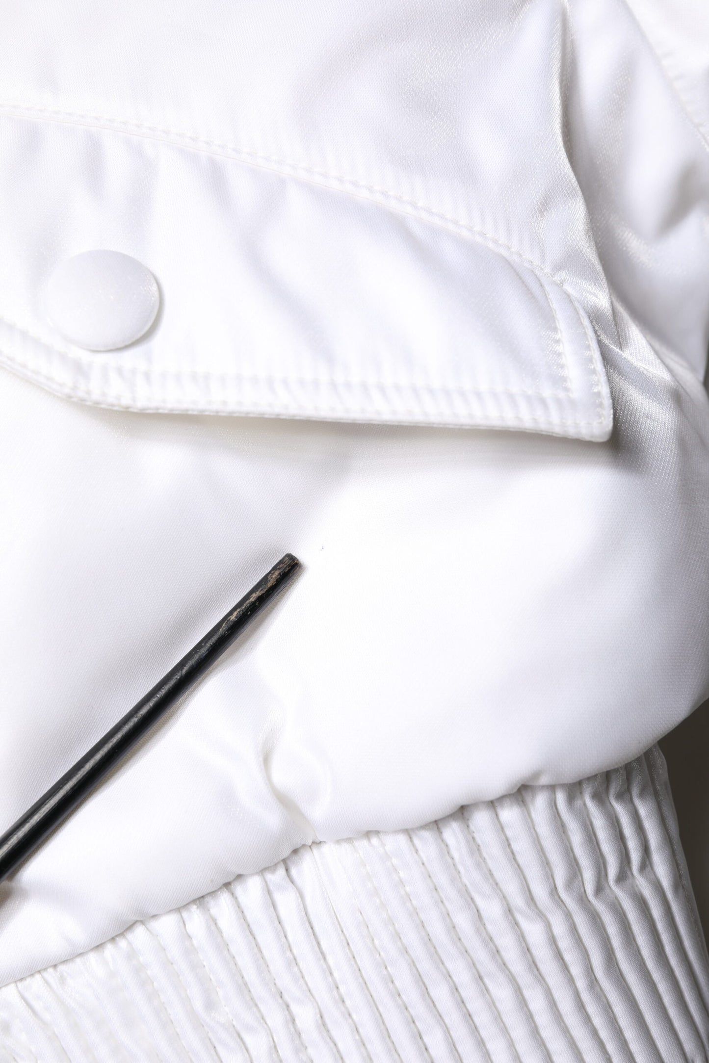 Dolce & Gabbana White Nylon Full Zip Cropped Bomber Jacket