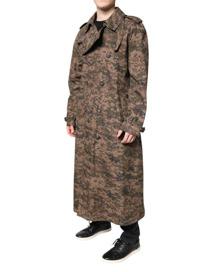 Dolce & Gabbana Multicolor Camouflage Double Breasted Coat Jacket