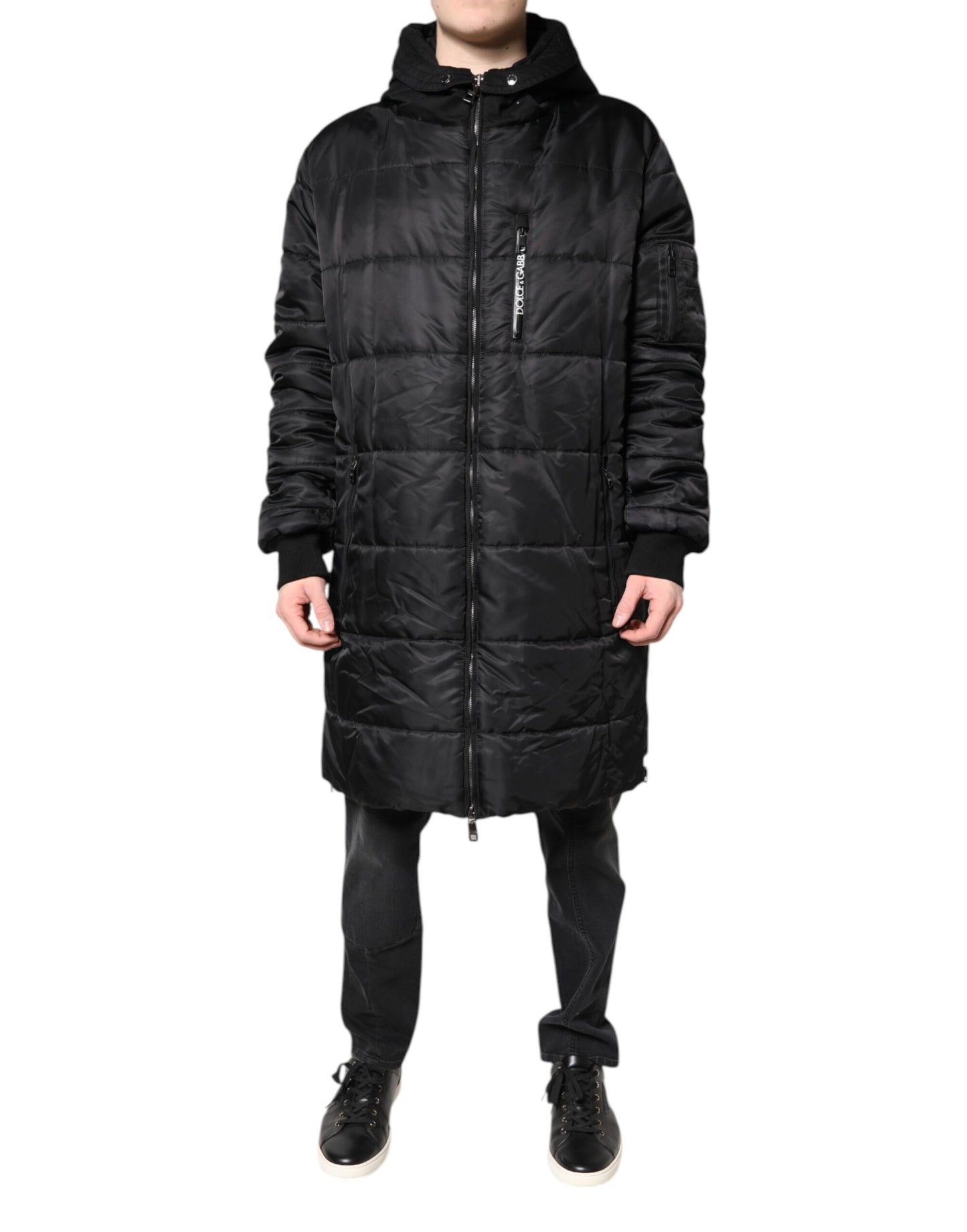 Dolce & Gabbana Black Hooded Parka Winter Men Coat Jacket