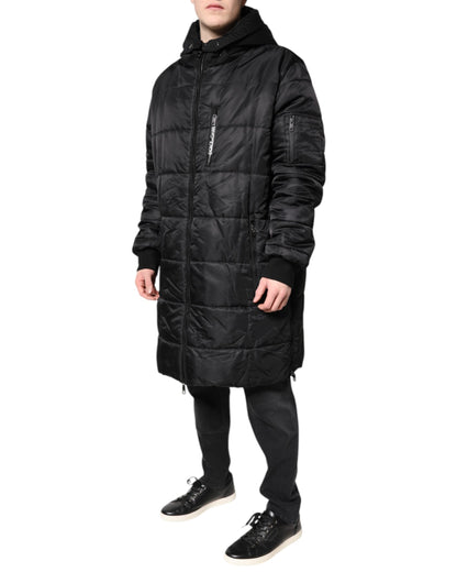 Dolce & Gabbana Black Hooded Parka Winter Men Coat Jacket
