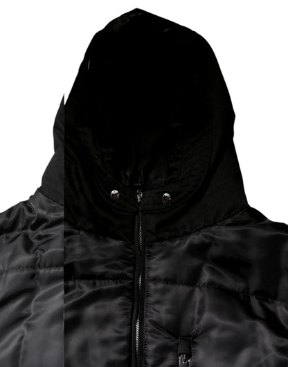 Dolce & Gabbana Black Hooded Parka Winter Men Coat Jacket