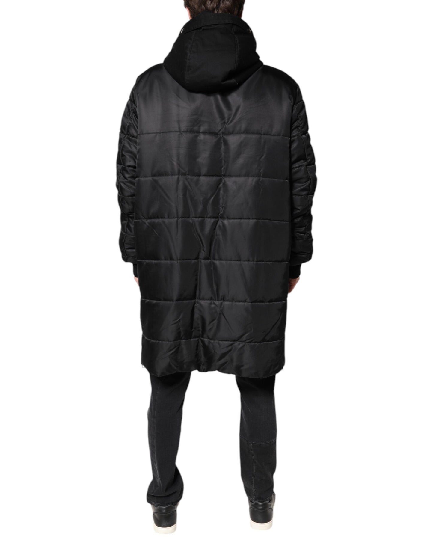 Dolce & Gabbana Black Hooded Parka Coat Winter Jacket