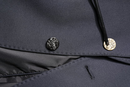 Dolce & Gabbana Dark Blue Cotton Men Jacket Coat Suit Blazer