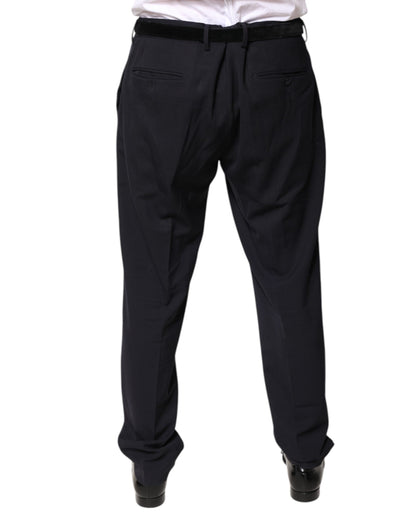 Dolce & Gabbana Black Wool Mid Waist Dress Pants