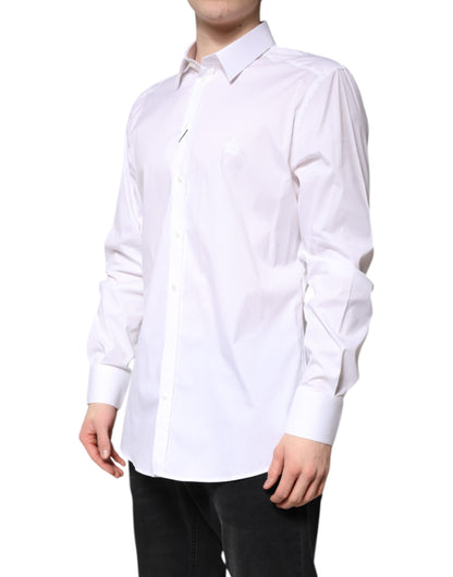 Dolce & Gabbana White Cotton GOLD Men Dress Formal Shirt