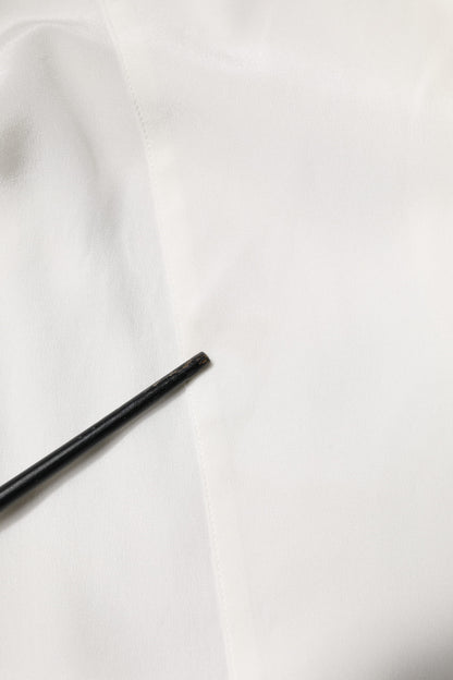 Dolce & Gabbana White Silk GOLD Dress Formal Collared Shirt