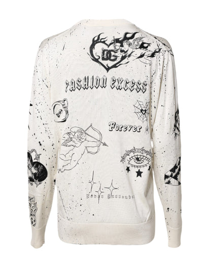 Dolce & Gabbana White Logo Angel Print Women Pullover Sweater