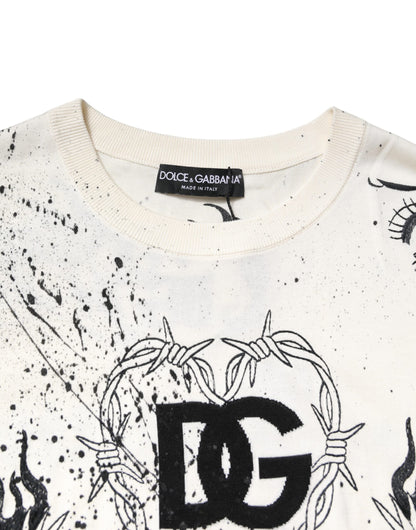 Dolce & Gabbana White Logo Angel Print Women Pullover Sweater