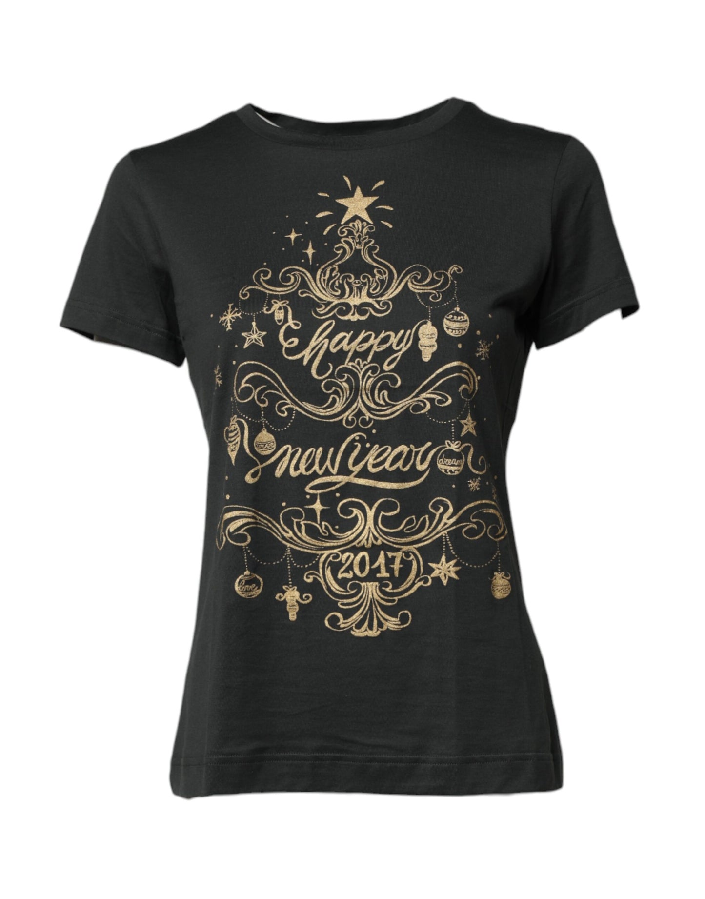 Dolce & Gabbana Black Cotton Round Neck Short Sleeve T-shirt