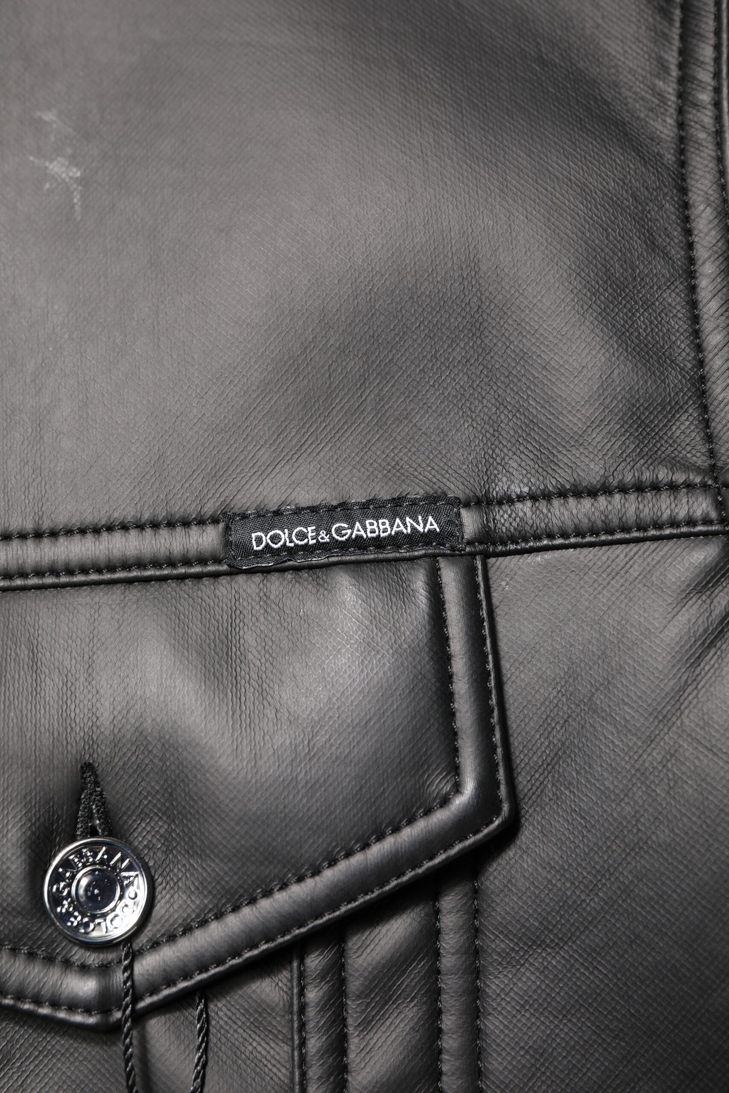 Dolce & Gabbana Black Polyester Button Down Biker Jacket