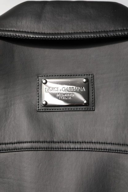 Dolce & Gabbana Black Polyester Button Down Biker Jacket