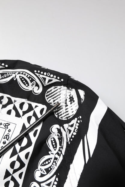 Dolce & Gabbana Black White Bandana MARTINI Men Dress Shirt
