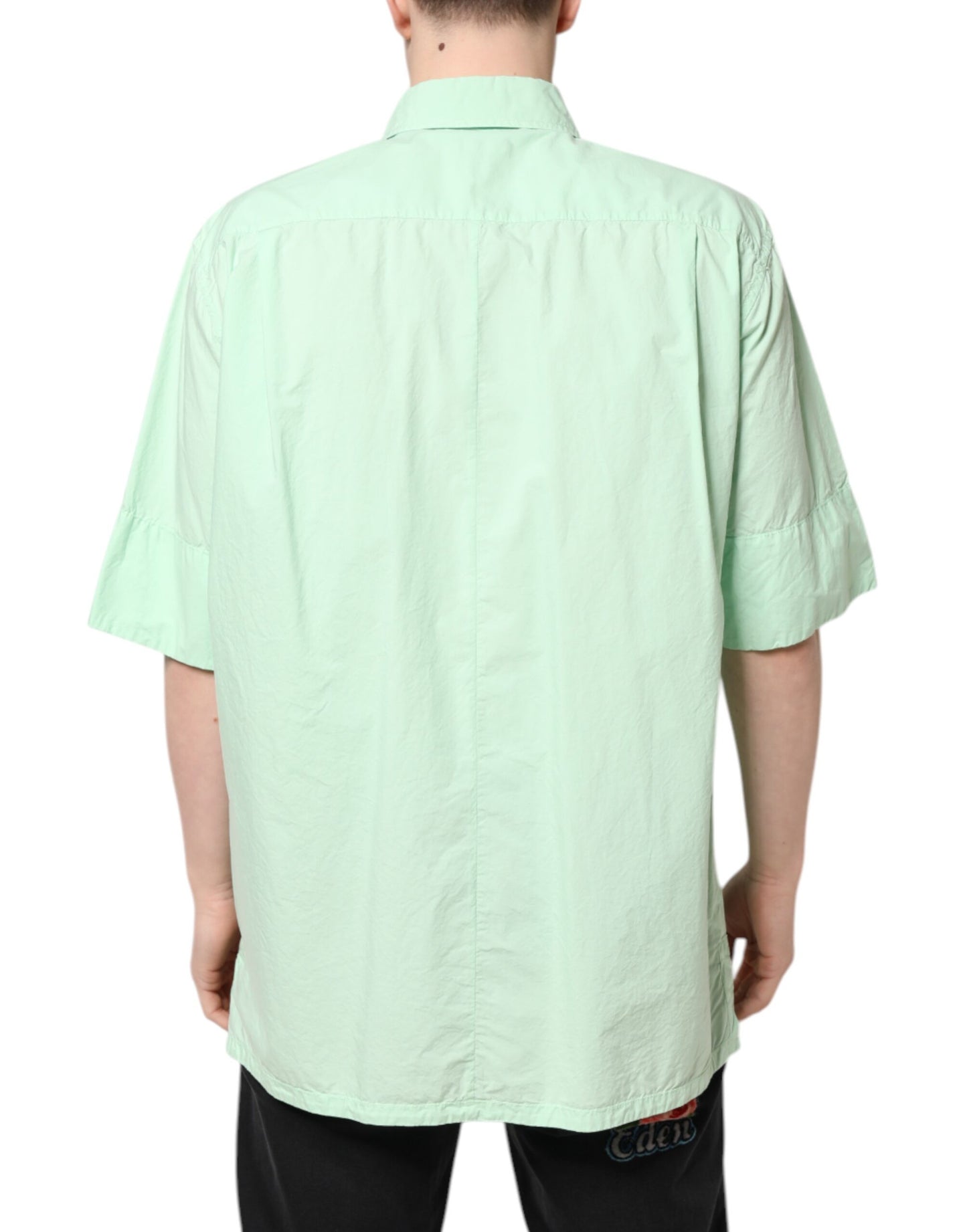 Dolce & Gabbana Green Cotton Short Sleeves Men Casual Shirt