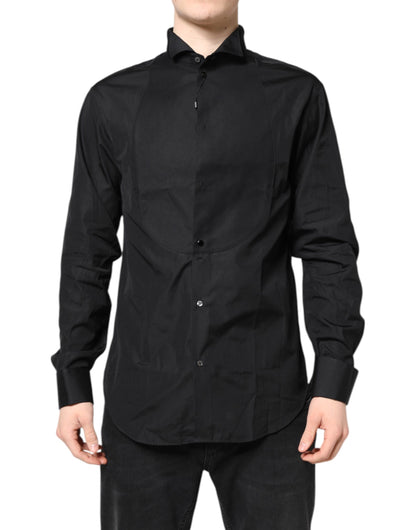 Emporio Armani Black Cotton Long Sleeves Formal Dress Shirt