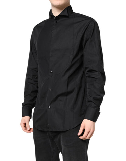 Emporio Armani Black Cotton Long Sleeves Formal Dress Shirt