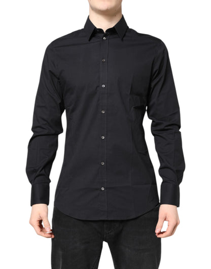 Dolce & Gabbana Black GOLD Cotton Long Sleeves Dress Shirt