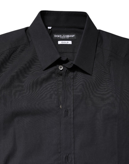 Dolce & Gabbana Black GOLD Cotton Long Sleeves Dress Shirt