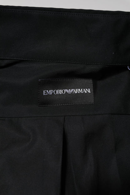Emporio Armani Black Cotton Long Sleeves Men Formal Dress Shirt