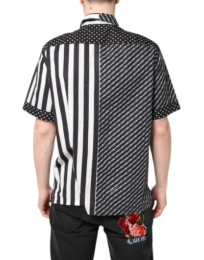 Dolce & Gabbana Black White Stripe Button Down Casual Shirt