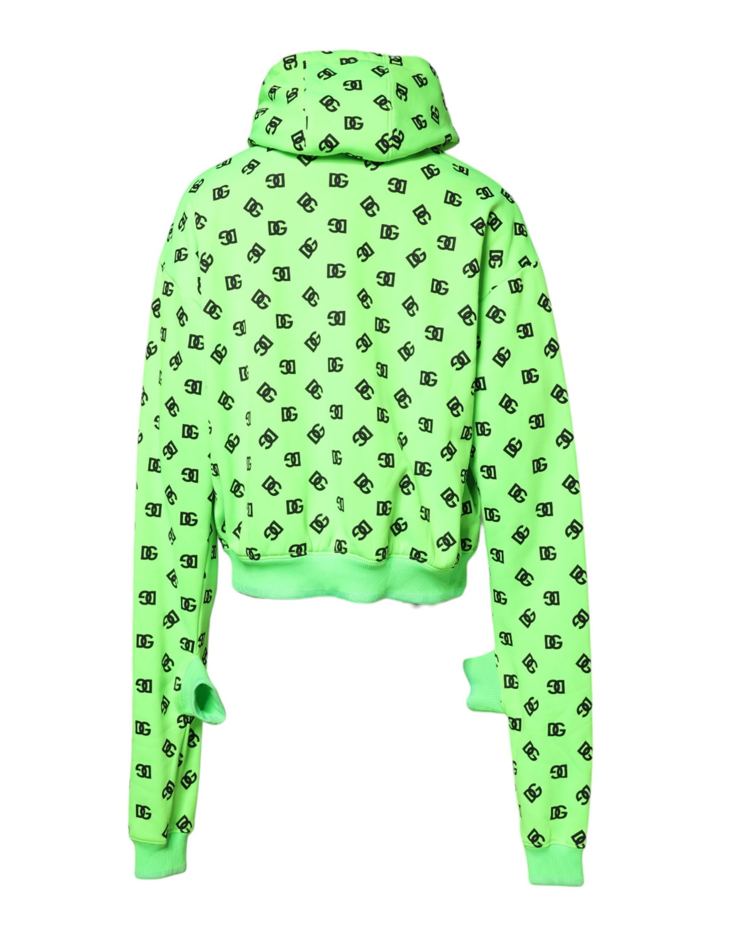 Dolce & Gabbana Green Polyester DGLogo Print Hooded Sweater