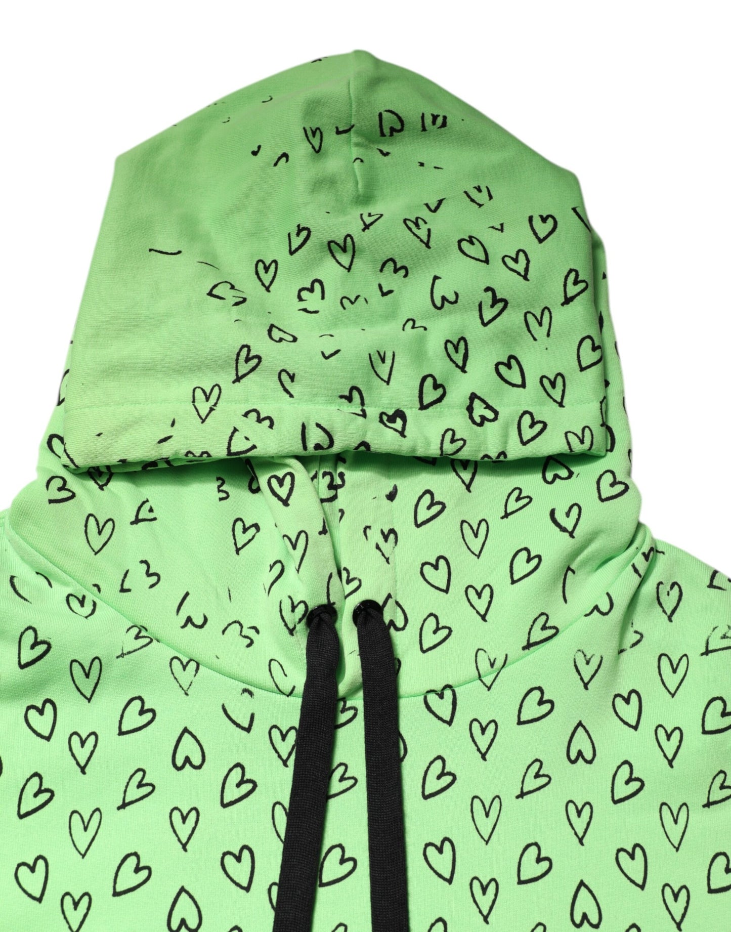 Dolce & Gabbana Green Cotton Logo Heart Print Hooded Sweater