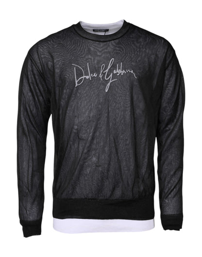 Dolce & Gabbana Black White Logo Knitted Pullover Sweater