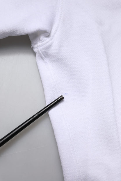 Dolce & Gabbana White Logo Cotton Crew Neck Pullover Sweater