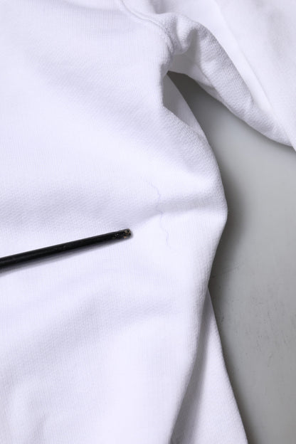 Dolce & Gabbana White Logo Cotton Crew Neck Pullover Sweater