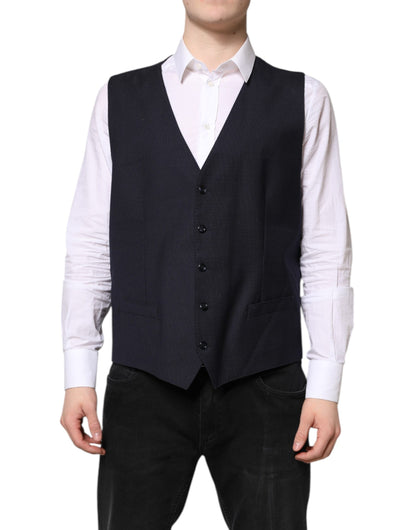 Dolce & Gabbana Black Wool Waistcoat Dress Formal Vest