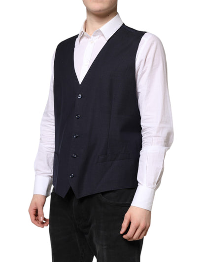 Dolce & Gabbana Black Wool Waistcoat Dress Formal Vest