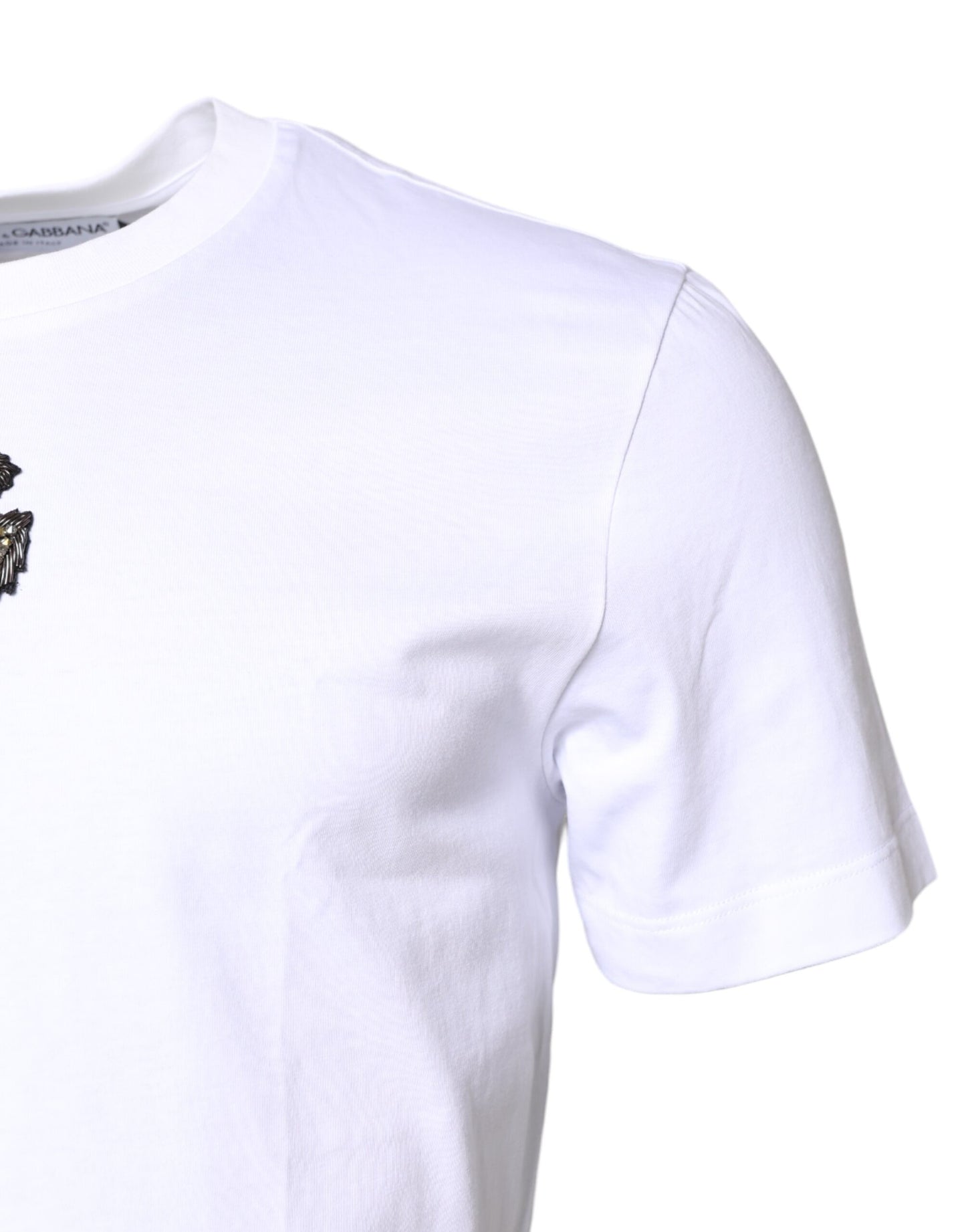 Dolce & Gabbana White Cotton DG Embroidery Crew Neck T-shirt