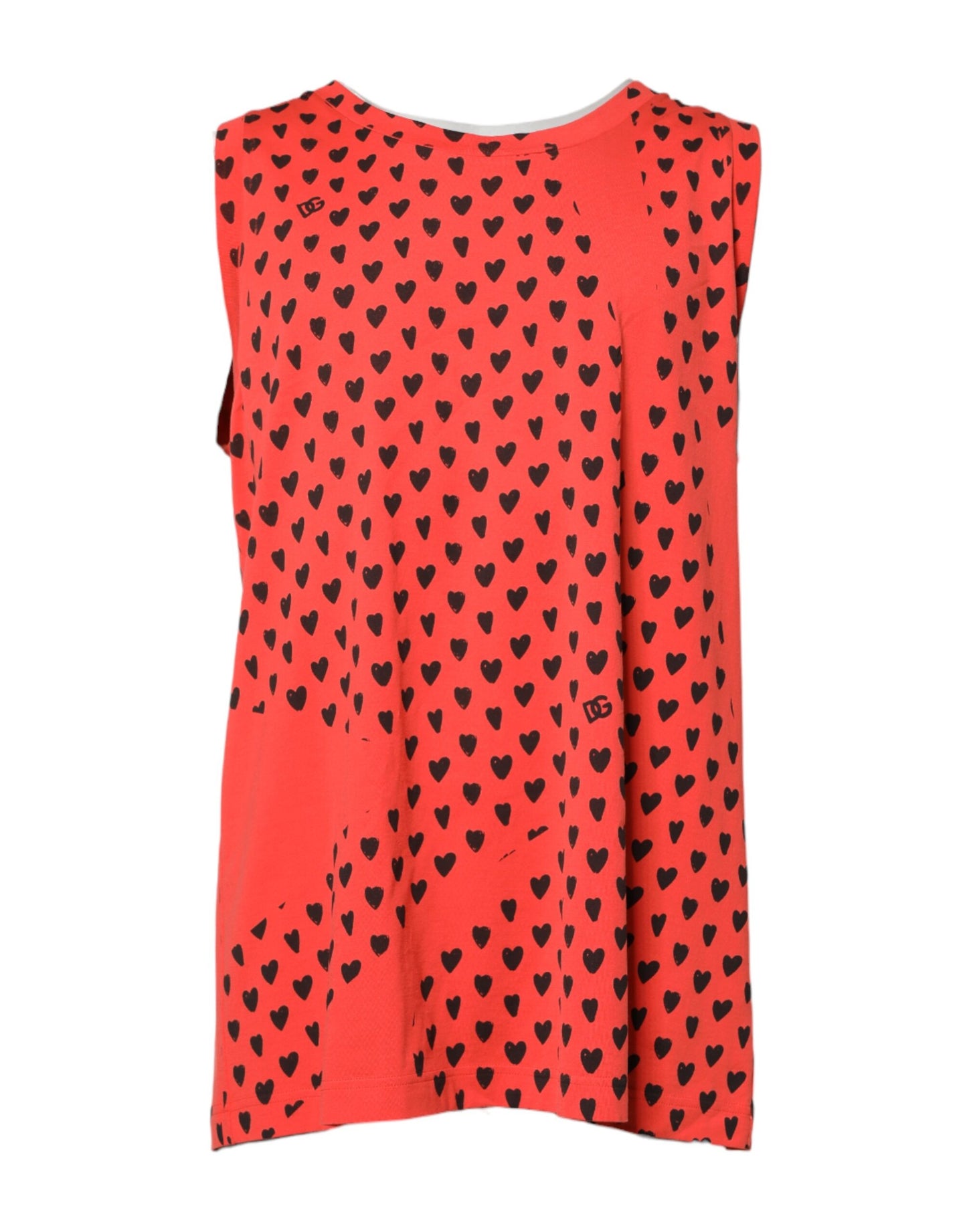 Dolce & Gabbana Red Cotton Sleeveless DG Heart Logo T-shirt