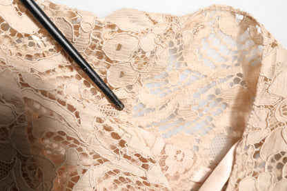 Dolce & Gabbana Beige Floral Lace Sleeveless Sheath Dress