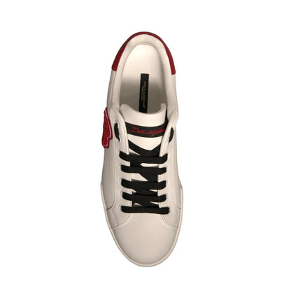 Dolce & Gabbana White Leather DG Logo Low Top Sneaker Shoes