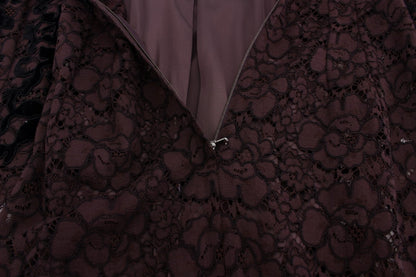 Dolce & Gabbana Purple Floral Lace Ricamo Maxi Dress