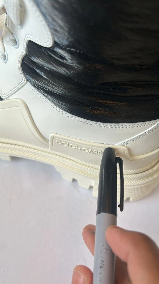 Dolce & Gabbana White Padded Mid Calf Lace Up Boots Shoes