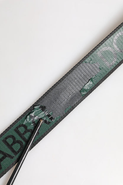 Dolce & Gabbana Green Black Polyester DG Logo Buckle Belt