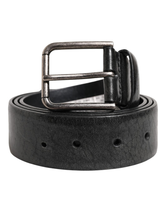Dolce & Gabbana Black Classic Leather Metal Buckle Belt