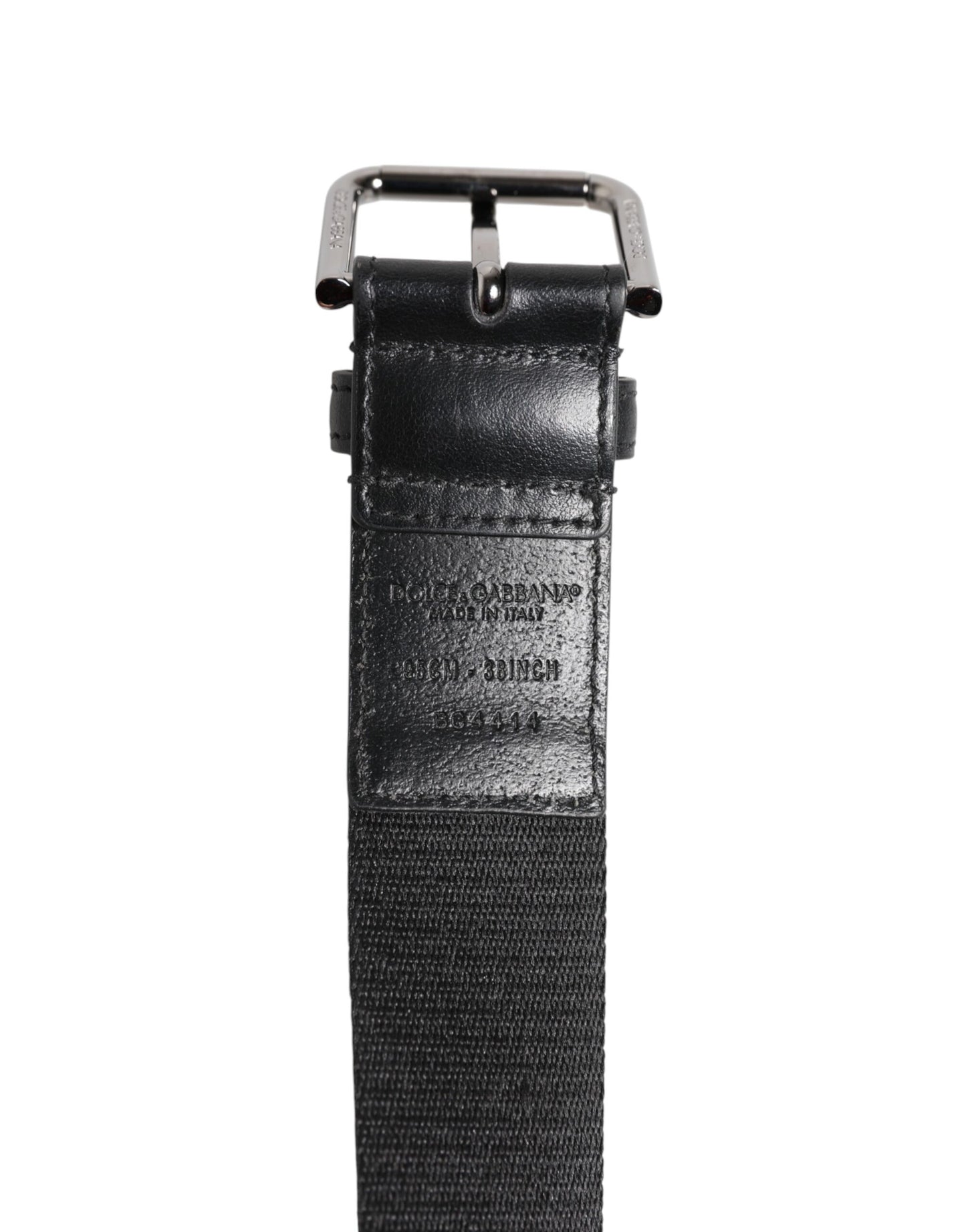 Dolce & Gabbana Black Blue DG Logo Silver Metal Buckle Belt