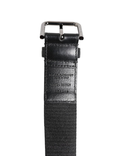 Dolce & Gabbana Black Blue DG Logo Silver Metal Buckle Belt