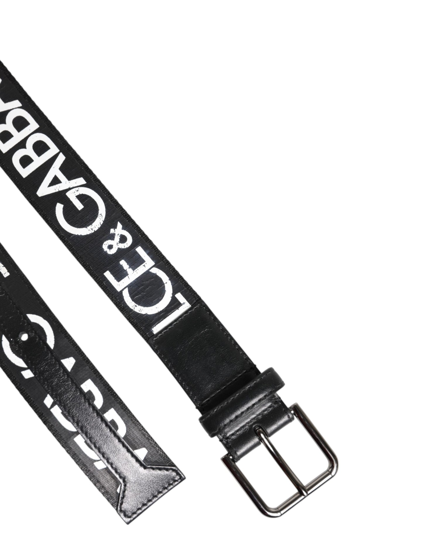 Dolce & Gabbana Black White DG Logo Brass Metal Buckle Belt