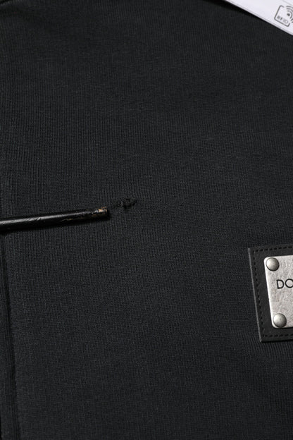 Dolce & Gabbana Black Logo Full Zip Hooded Men Sweatshirt Sweater