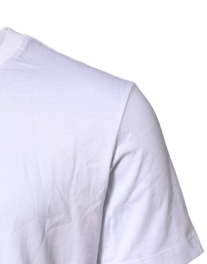 Dolce & Gabbana White Logo Embroidery Crew Neck T-shirt
