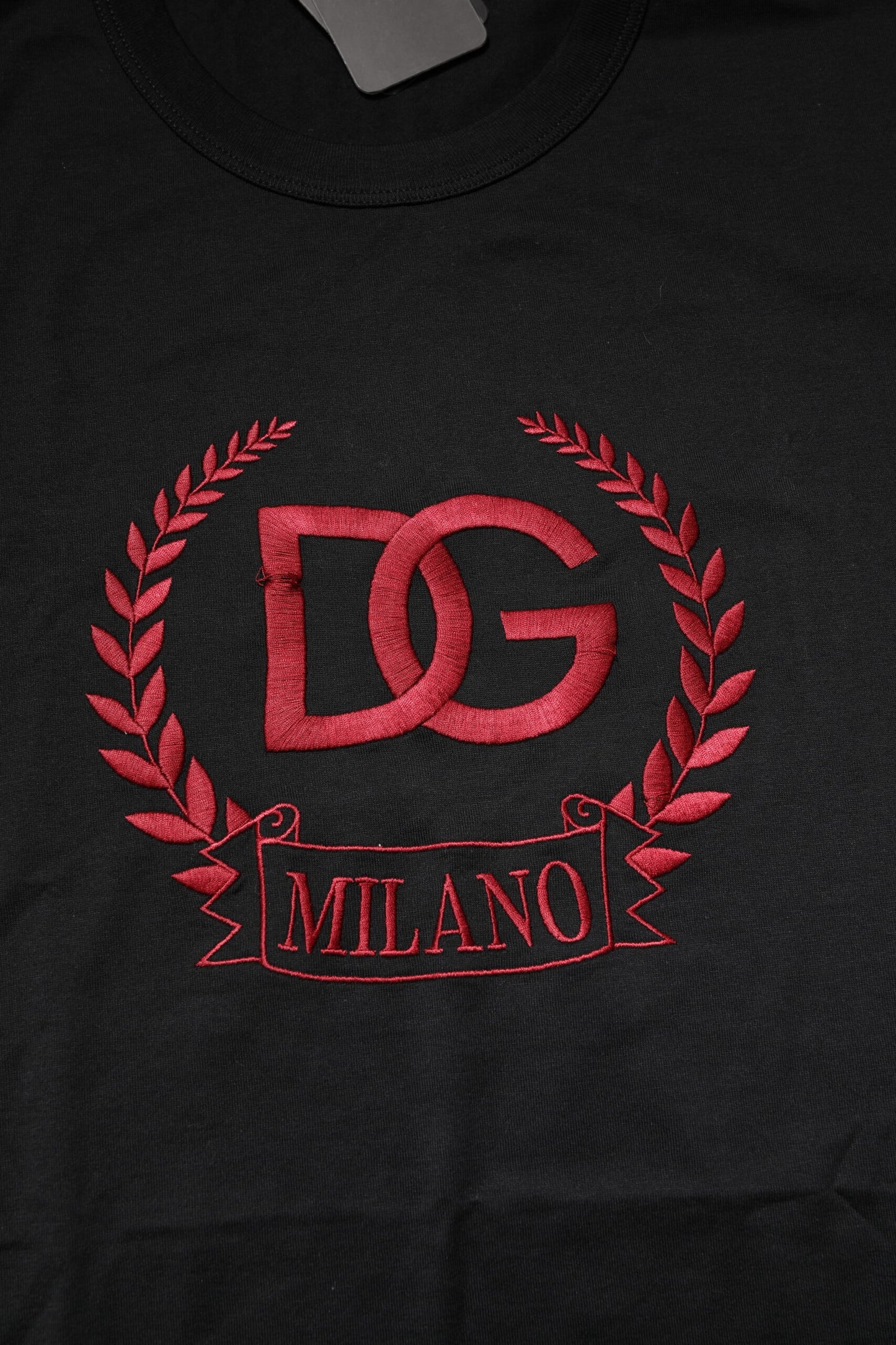 Dolce & Gabbana Black Cotton Embroidered Crew Neck T-shirt