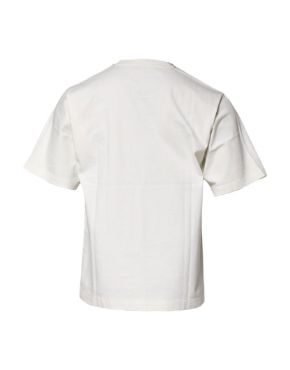 Dolce & Gabbana White Cotton DG Logo Print Round Neck T-shirt