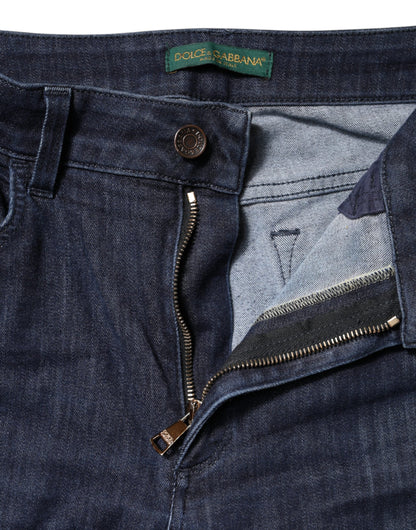 Dolce & Gabbana Dark Blue Cotton Skinny Cropped Denim Jeans